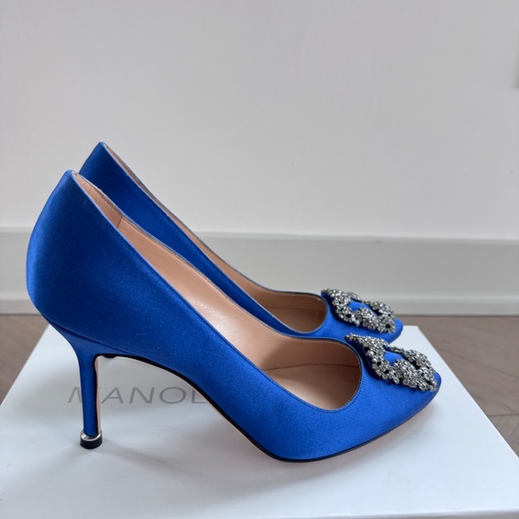 Manolo Blahnik Hangisi Blue 90mm size 38 - Picture 4 of 7